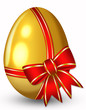 Golden Easter egg with red ribbon