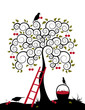 cherry tree and basket of cherries