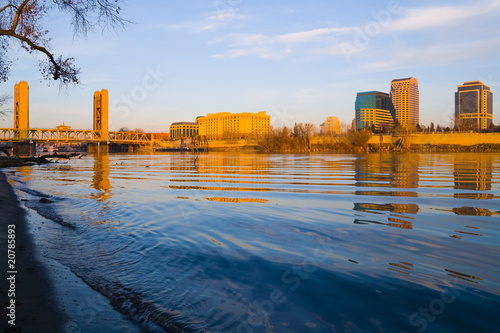 Photo: Tower Bridge and Sacramento downtown at sunset Tower Bridge and Sacramento downtown at sunset