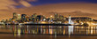downtown skyline panorama  at dusk in Montreal Canada with river
