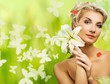eautiful young woman with fresh flowers in her hair eautiful young woman with fresh flowers in her hair