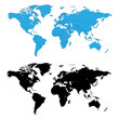 Detailed world maps, one with country borders,  vector.