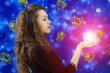 Girl holds a glass ball Girl holds a glass ball