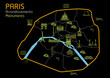 Plan de paris - Monuments touristiques - Noir fashion