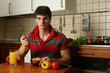 Young Sexy Man Eating His Breakfast