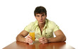 Young Sexy Man Drinking Orange Juice