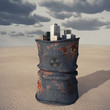 Illustration: city on a barrel of toxic waste city on a barrel of toxic waste