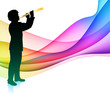 Flute / Clarinet Player on Light Wave Background Flute / Clarinet Player on Light Wave Background