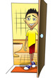 Boy after using the washroom