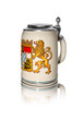 Bierkrug Stein freigestellt und gespiegelt