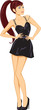beauty woman in black dress