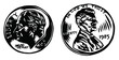 Vector: dime and penny dime and penny