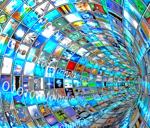 Illustration: Media Tunnel with Binary Media Tunnel with Binary