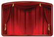 theater curtain blue tied with gold tassels