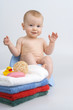 Child preparation for bath.