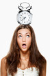 Woman with clock on head