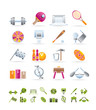 Sports gear and tools - vector icon set