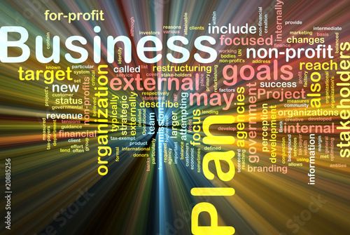 Illustration: Business plan word cloud glowing Business plan word cloud glowing