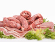 mix di carne con sfondo bianco