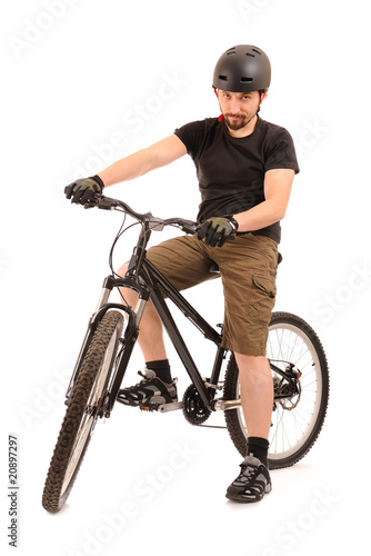 Photo: The bicyclist on white. The bicyclist on white.
