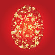 Decorative easter egg on red background, vector illustration