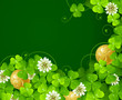 Patrick's Day background: Clover glade and golden coins 3 Patrick's Day background: Clover glade and golden coins 3