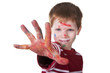hand hint of red, with the kid blurred hand hint of red, with the kid blurred