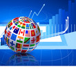 Flags Globe on Financial Background