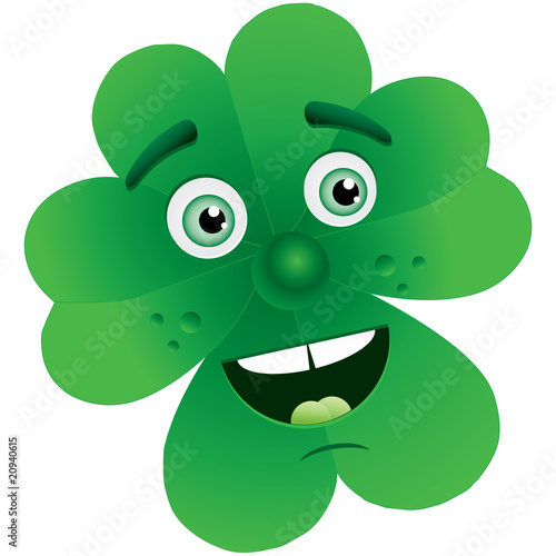 Clover for St. Patrick`s Day with face, vector illustration