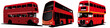 London double Decker red bus set. Vector illustration