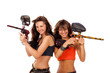 Girls playing paintball Girls playing paintball