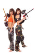 Girls playing paintball