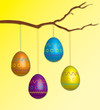 Easter eggs on branch