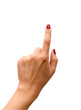 Index finger showing something  isolated on white