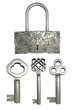 silver lock and keys