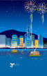 夜景 花火 中国　