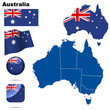 Australia vector set. Shape, flags and icons.