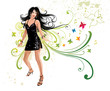 Girl on abstract floral basssckground Girl on abstract floral basssckground