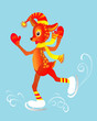 cartoon skating deer, vector illustration cartoon skating deer, vector illustration