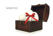White candy easter eggs in a treasure chest