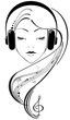 Beautiful girl listening to headphones Beautiful girl listening to headphones