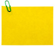 post-it  jaune, trombone vert, mémo, fond blanc