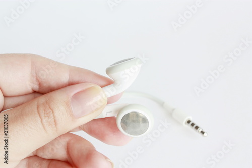 Photo: White earphones White earphones