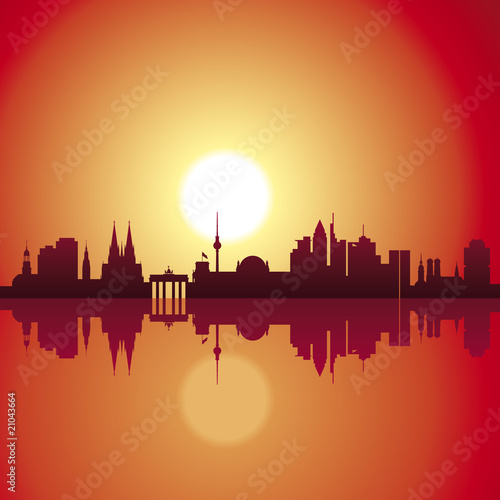 Vektor: Deutschland - Städte - Panorama - Sonnenuntergang Deutschland - Städte - Panorama - Sonnenuntergang
