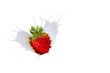 Strawberry splashing into milk