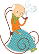 Old man smoking his pipe