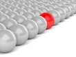 chain of white balls with one  red ball