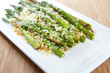 Asparagus on white plate