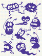 Vector: Silhouettes of doodle monsters-bacterium-aliens Silhouettes of doodle monsters-bacterium-aliens