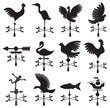 Hand drawn set of different weathercock